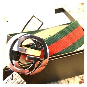 Gucci Web Stripe GG Buckle Belt